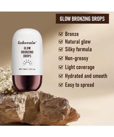 Bronzing Drops for Face & Body | Liquid Glow Illuminator | Waterproof Shimmer Oil | Nourishing Champagne Highlighter - Buy Online on SooperMarket.com