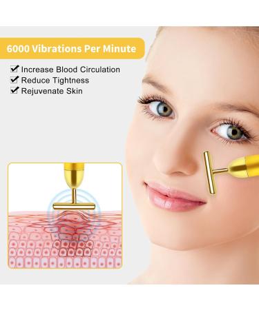Shop Aubric 24k Gold Face Massager - T-Shape Electric Wand for Anti-Aging Skin Firming & Wrinkle Reduction | Global Shipping Available - Buy Online on SooperMarket.com