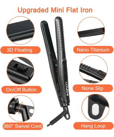 LOVANI Mini Flat Iron - Nano Titanium, Dual Voltage, 0.5 Inch Hair Straightener + Heat Resistant Travel Bag - Buy Online on SooperMarket.com