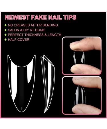 600PCS Clear Short Stiletto Nail Tips - Acrylic False Nail Tips for Salons & DIY Nail Art - 10 Sizes - Buy Online on SooperMarket.com