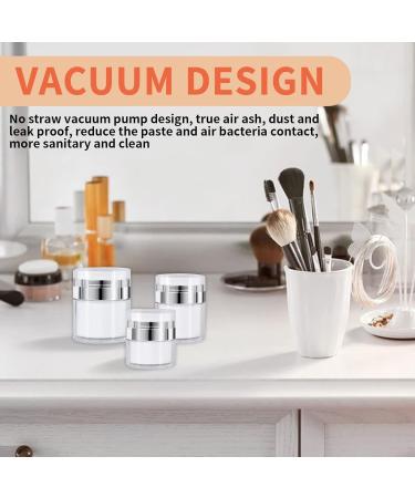 3Pcs Portable Airless Pump Cosmetic Containers - 15ml, 30ml, 50ml Sizes - Refillable Travel Bottles for Lotions, Creams, Makeup - Buy Online on SooperMarket.com