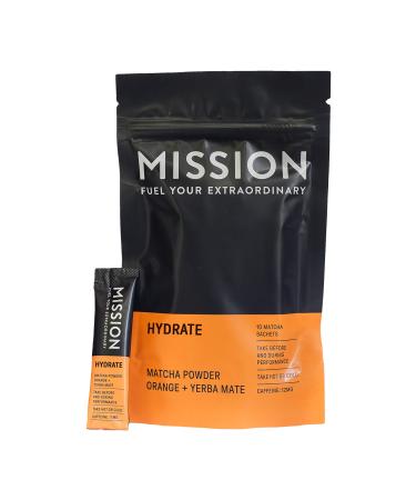 Hydrate Matcha Tea (10 Sachets) | Matcha Powder with Orange & Yerba Mate 10 Count (Pack of 1)