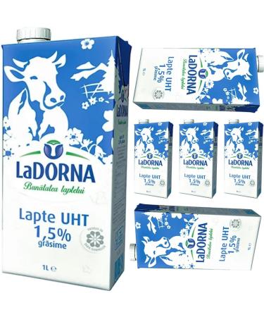 La Dorna Milk%1 5 Fat Milk 1000 Mililiter x 6 Boxes