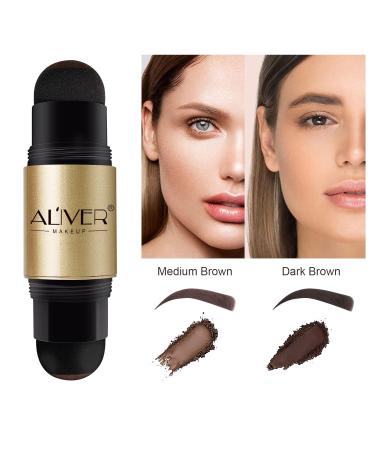 Shop Waterproof Eyebrow Stamp Kit | Long Lasting Dual Color Stencil Set - Medium & Dark Brown - Buy Online on SooperMarket.com