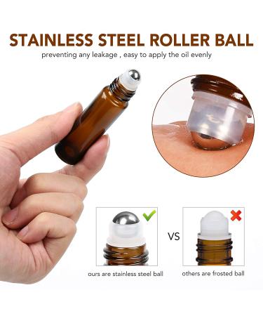 LotFancy 6pc 10ml Amber Glass Roller Bottles with Stainless Steel Roller Balls & Droppers - Buy Online on SooperMarket.com