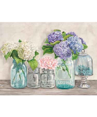 Tucocoo Hydrangea Diamond Painting Kits for Adults  Kids DIY 5D Full Drill Round Rhinestone Embroidery Arts Craft Floral Flowers Bottle Pictures Rustic Home Wall Decor Gift 12x16inch (Frameless) 12''x16''(Without Frame) ...