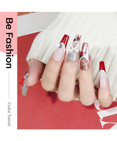 Modelones Gel Nail Polish 6 Colors White Glitter Winter Gel Nail Kit Sparkle Candy Cane Burgundy Dark Rose Champagne Silver Soak Off U V Gel Nail Art Manicure DIY Valentine s Day Gifts for Women Glitter Silver - Buy Online on SooperMarket.com