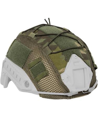 OneTigris Multicam Helmet Cover ZKB06 No Helmet - Cloth Cover for Ballistic Fast Helmet in Size M/L & Non-Ballistic Fast Bump Helmet in Size L/XL Green Large