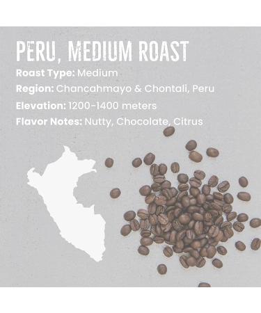 Organic Peru Medium Roast Coffee - Nutty Chocolate & Citrus Flavor - 2.5 lb Bag - Buy Online on SooperMarket.com