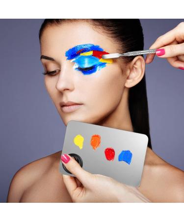 Stainless Steel 2 in 1 Makeup Mixing Palette Set with Spatula - Perfect for Foundation, Eye Shadow, and Nail Art - Buy Online on SooperMarket.com