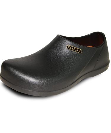 VANGELO Professional Slip Resistant Clog Men Work Shoe Nurse Shoe Chef Shoe Black White Lime Multi Color 10 Black