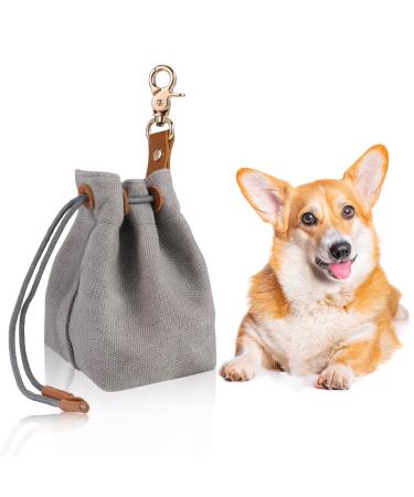 Newofview treats for dogs treats made of canvas for dog food for dog food storage bag with clip buckle for dog training feed bags for dogs gray