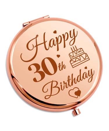 Happy 30th Birthday For Women Pocket Makeup Mirror 30 Years Old Gifts For Mom Wife Aunt Sister Friend Rose Gold Travel Makeup Mirror 30th Birthday Gift Gifts For Girls Coworker Travel Compact Mirror
