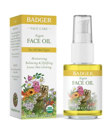 Badger Argan Face Oil - Certified Organic Moisturizing Facial Oil - 1 oz Glass Bottle - Buy Online on SooperMarket.com