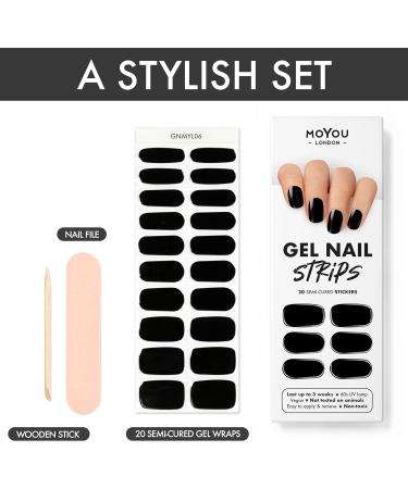 MOYOU LONDON Semi Cured Gel Nail Wraps - 20 Pcs Salon-Quality Manicure Set with Nail File & Cuticle Stick - NailsbyBethany 03 - Buy Online on SooperMarket.com