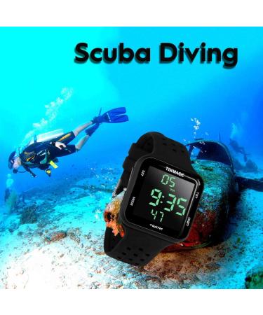 100m Water Resistant Scuba Diving Watch with Stopwatch, Alarm, Dual Time Display | 12/24 Hour Format - Buy Online on SooperMarket.com