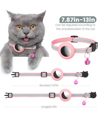 Reflective AirTag Cat Collar with Bell | Waterproof & Breakaway Safety Buckle | Pink - Buy Online on SooperMarket.com