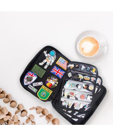 Large Portable Travel Brooch Pin Carrying Case - Black Organizer for 250 Pins, 2 Zipper Pockets, Display Bag - Enamel Lapel Pin Storage - Buy Online on SooperMarket.com
