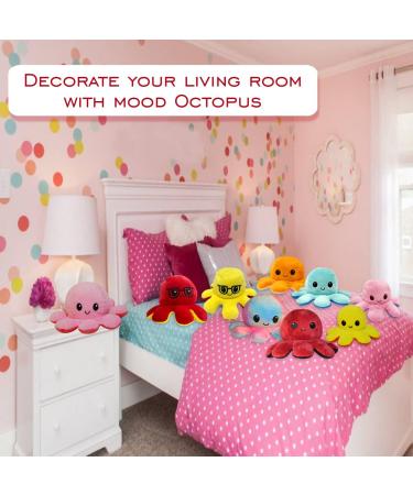 FASTEXX Octopus Reversible Plushie - Double-Sided Flip Mood Octopus - Sweet Gift for Kids & Family - Pink/Pink - Buy Online on SooperMarket.com