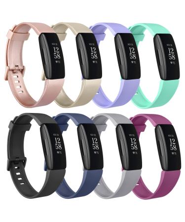 [8 Pack] Silicone Bands Compatible with Fitbit Inspire 2 & Fitbit Inspire HR & Fitbit Inspire & Fitbit Ace 2, Replacement Sport Adjustable Soft Wristbands Accessories for Women Men (8 Pack B, Small) Rose gold/Champagne gol…