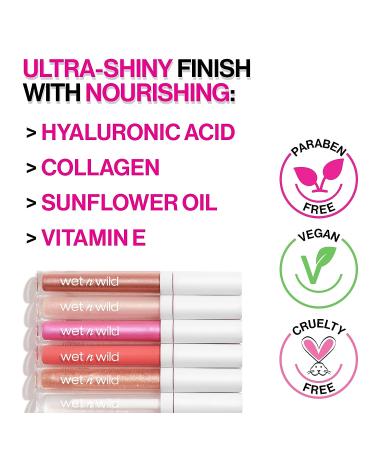 wet n wild Mega Slicks High Shine Lip Gloss with Hyaluronic Acid - Long Lasting Nude Mood | 1 Count - Buy Online on SooperMarket.com