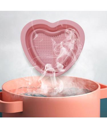 Veeteah Silicone Makeup Brush Cleaner Bowl - Heart Shape Silicone Make up Brush Cleaner - Portable Washing Tool for Brushes Sponges Brush Cleaning Pad pink - Buy Online on SooperMarket.com