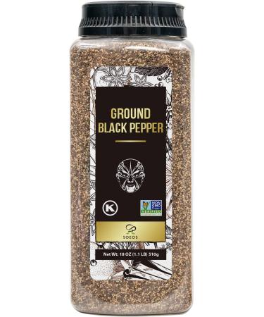 Soeos Table Ground Black Pepper (18oz),Fresh Black Peppercorn Powder, Ground Black Peppercorns, Table Grind Black Pepper, Read to Use Black Pepper, Black Pepper Bulk, 24 Mesh Size.
