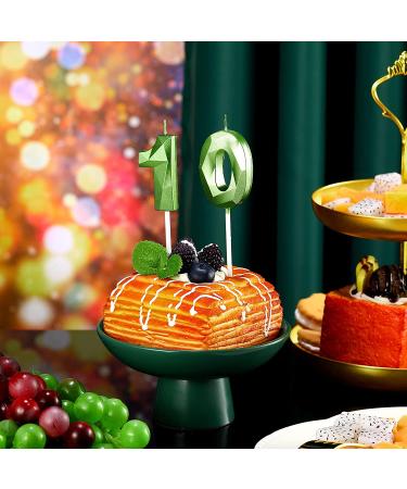 10th Birthday Number Candles - Happy Birthday Cake Topper Decoration in Green - Buy Online on SooperMarket.com