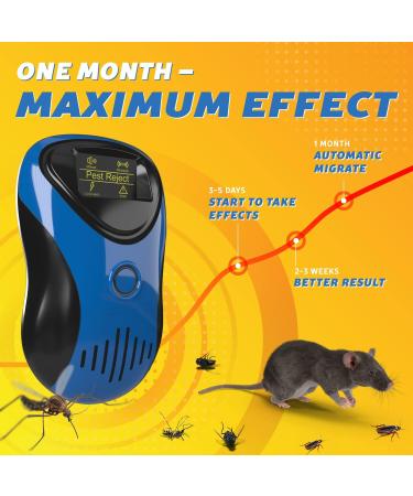 2023 Powerful Ultrasonic Pest Repeller with LCD - Indoor/Outdoor Rodent Control - Electronic Rat, Mouse, Bat, Squirrel Repellent - Electromagnetic Waves - Blue - Buy Online on SooperMarket.com