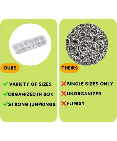 QSAAB Easy Open Silver Jump Rings Set - 1700 pcs with Storage Box | Keychains, Earrings, Necklaces | 4mm-10mm Sizes in 12 Compartments - Buy Online on SooperMarket.com