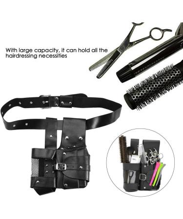 Professional Hair Care Styling Tools Waist Bag - PU Leather Hairdressing Pouch for Barber Scissors and Combs with Removable Belt (Black) - Buy Online on SooperMarket.com