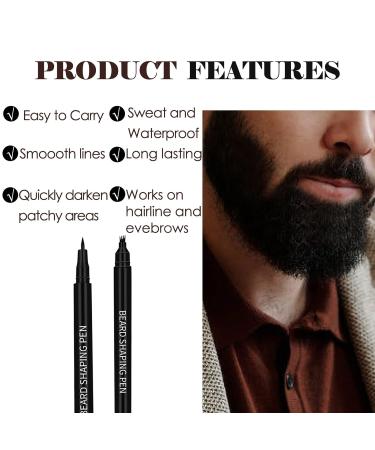 Real Beard Pen - Natural Waterproof Beard Filler & Color Pencil | Long-Lasting Sweatproof Brush for Beard & Eyebrow Definition - Black - Buy Online on SooperMarket.com