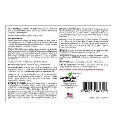 Covington Drain Fly Repellent | Eliminate Drain Flies in Kitchen & Bathroom Sinks | Effective Drain Fly Treatment - Buy Online on SooperMarket.com