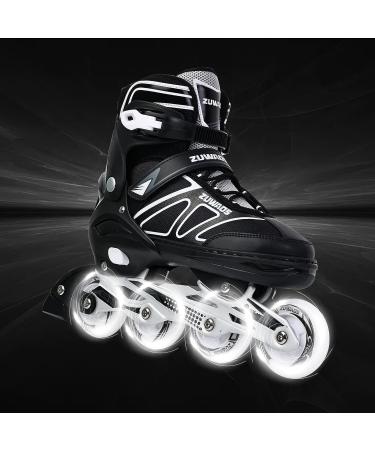 KIKSTYO Adjustable Inline Skates | Full Light Up Wheels | X-Large Size | Black Roller Skates for Kids, Adults, Women, and Boys - Buy Online on SooperMarket.com