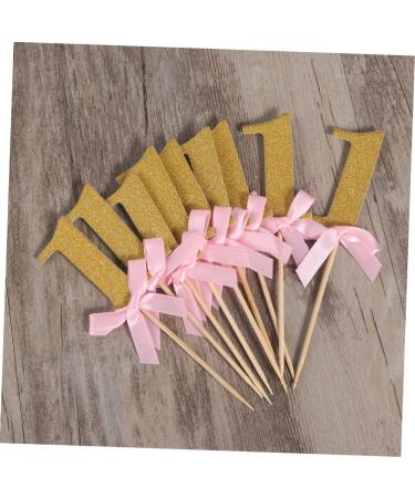 Gadpiparty 10 Pcs First Birthday Wedding Fondant Topper Baby Shower 1st Birthday 1 Year One Year Old Birthday Cake Picks Stick Glitter Cupcake Picks Cakes Cake Topper Insert Card Number - Buy Online on SooperMarket.com
