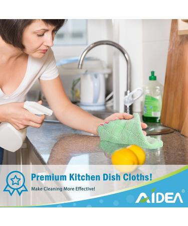 AIDEA Kitchen Dish Cloth 12-Pack - Super Absorbent Coral Fleece Dish Cloths - Premium Microfiber Cleaning Cloths - Fast Drying & Reusable Dish Rags - Buy Online on SooperMarket.com