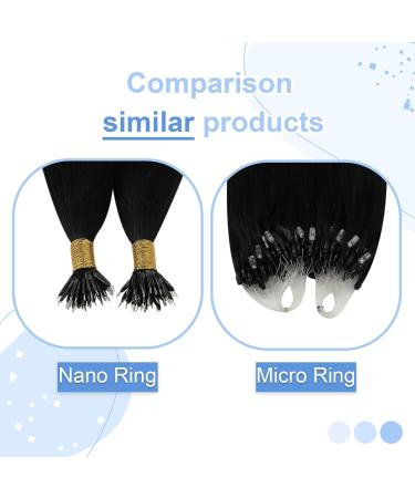 Youngsee Nanoring Extensions | Real Hair Black 55cm | Nano Beads Hair Extensions 1g/s | 50g Nano Ring Hair Recovery - Buy Online on SooperMarket.com