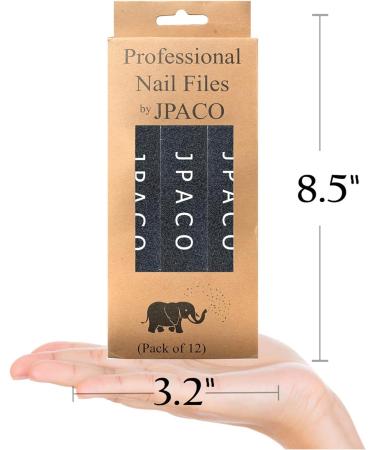 JPACO Nail Files 180 240 Grit Double Sided Emery Board Set - 12 Pack | For Natural, Acrylic, Poly Nail Gel Nails | Washable & Professional Manicure Tools - Buy Online on SooperMarket.com