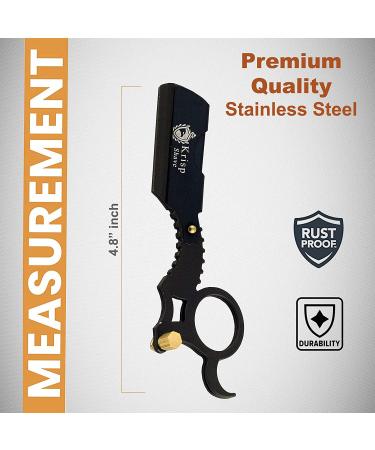 Krisp Shave Classic Straight Edge Barber Razor for Men - Salon Quality Shavette with 10 Blades for Close Shaving - Buy Online on SooperMarket.com