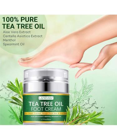 Tea Tree Oil Foot Cream Foot Balm for Cracked Dry Feet Athletes Foot Nail Fungus Hydrates and Moisturizes Callused Feet - Heel Cream All Natural Foot Cream Hand Cream - Helps Soothe Irritated Skin - Buy Online on SooperMarket.com