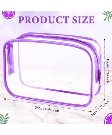 12-Piece Clear PVC Zippered Cosmetics Bag Set - Waterproof Toiletry Carry Pouch for Makeup - Purple Medium - Buy Online on SooperMarket.com