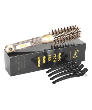 Round Brush for Blow Drying, Nano Thermal Ceramic & Ionic Tech Hair Brush with Boar Bristles, Professional Round Barrel Brush for Styling,Curling and Straightening by Sndyi (2 Inch, Barrel 1 Inch) 25mm - 1 Inch (2 Inch wit…