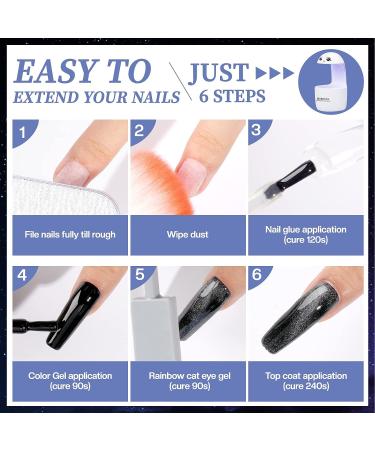 Morovan Cat Eye Gel Nail Polish Kit with UV Light - Black Solid Colors - Gel Liner, Base Coat, and Top Coat - Complete Gel Nail Polish Set - Buy Online on SooperMarket.com