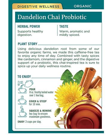 Traditional Medicinals Organic Dandelion Chai Probiotic Tea - 16 Count Pack - Buy Online on SooperMarket.com