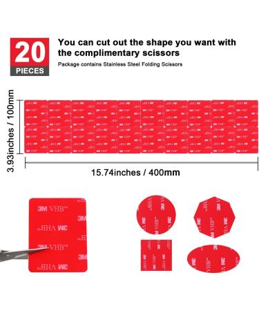 OAPRIRE 3M Double Sided Adhesive Tape Pads 20 PCS Multipurpose 3M VHB Sticky Adhesive Pads Replacement Mounting Tape with Stainless Steel Folding Scissors and Storage Box - 1.96 in x 1.57 in - Buy Online on SooperMarket.com