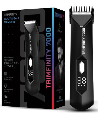 urbangabru Trimfinity 7000 Body Trimmer for Men | Safest Body & Ball Trimmer | Waterproof Ceramic Blades Cordless Rechargeable | Wireless Fast Charging Travel Lock
