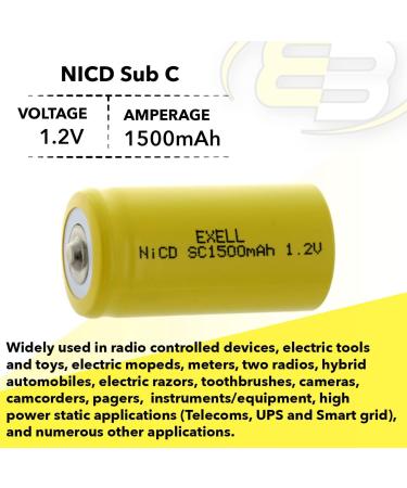 SubC 1.2V 1500mAh NiCD Rechargeable Battery | Ideal for Electric Mopeds RC Devices & Tools - Worldwide Shipping - Buy Online on SooperMarket.com