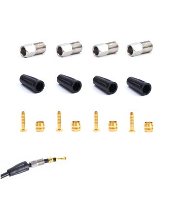 Hydraulic Disc Brake Service Kit Including Sleeve nuts, Rubber Covers, Brass Olives and Barbed Fittings for Shimano BH59 / BH90, AVID SRAM, Magura Hose, Pack of 4 sets (for BH90)