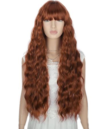 YEESHEDO Long Brown Wig with Bangs - Natural Wave Synthetic Wavy Curly Wig 28 Heat Resistant Fiber - Honey Brown Women's Wig - Buy Online on SooperMarket.com