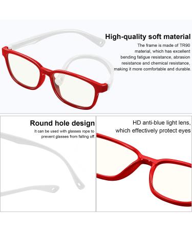 Getino Kids Blue Light Glasses | Anti Eyestrain & Glare Protection for Ages 3-12 | Red White Computer Gaming Glasses for Boys and Girls - Buy Online on SooperMarket.com